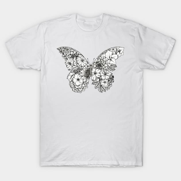 Floral Butterfly White Background T-Shirt by SamuelJ